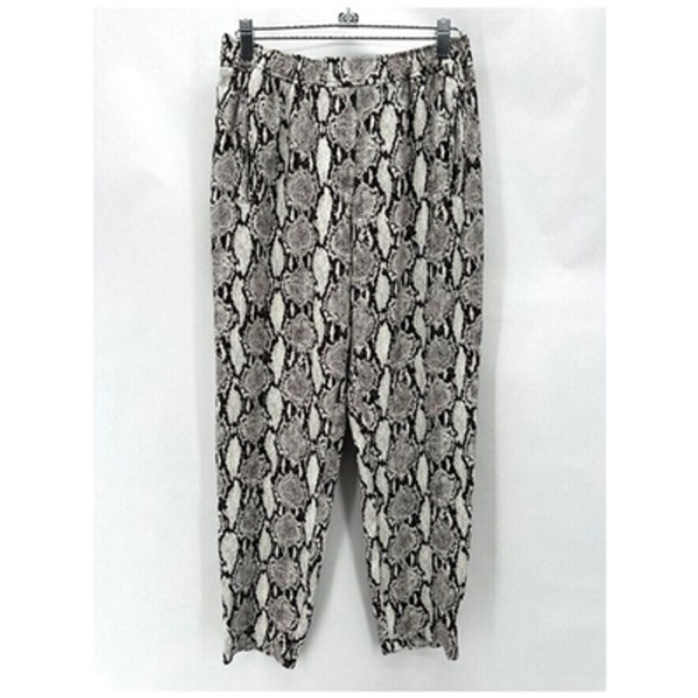 ALC Elijah Python Print Pants Size 2 Brown Ivory Ankle Zip Pull On Mob Wife Glam